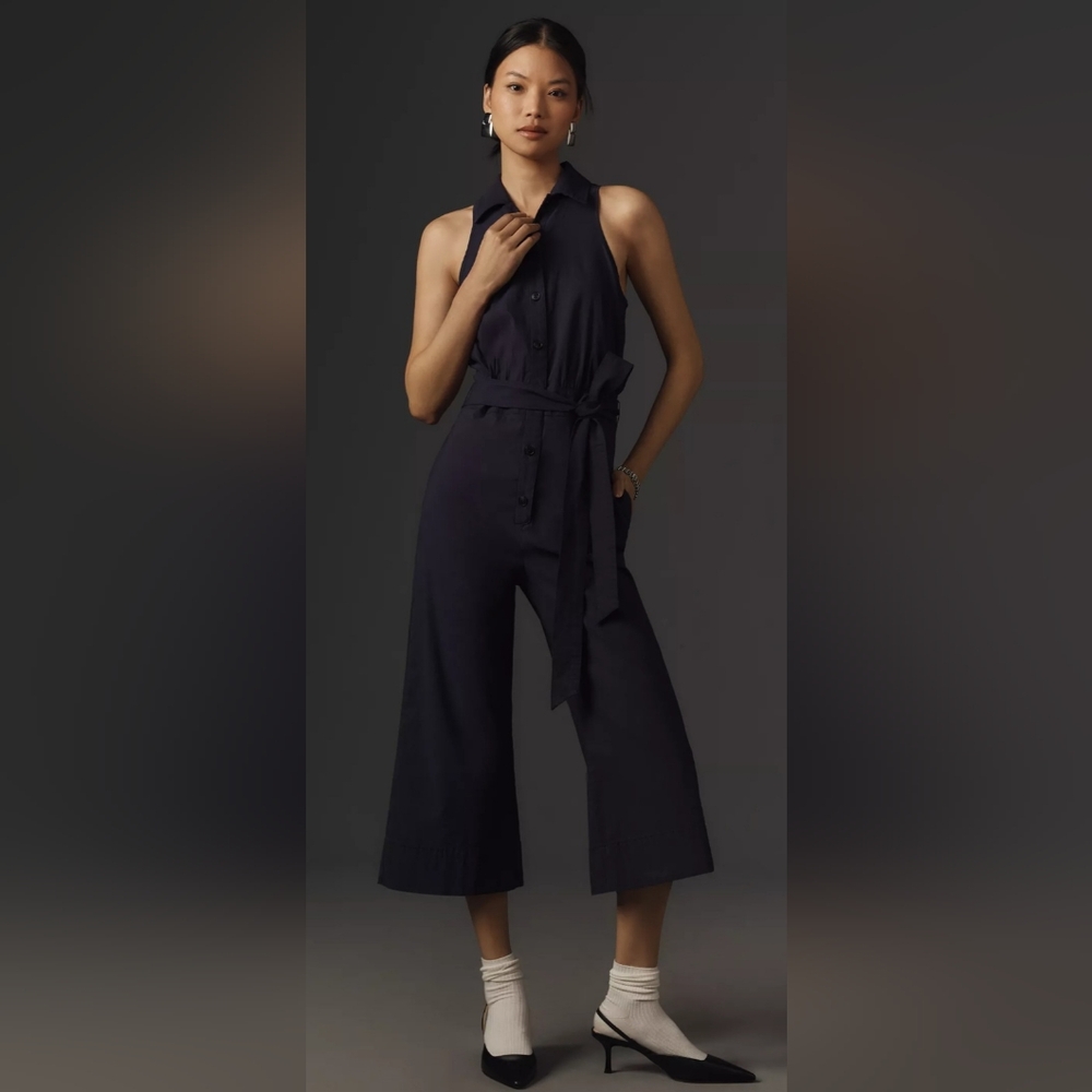 Anthropologie Maeve Navy Jumpsuit, Size 20